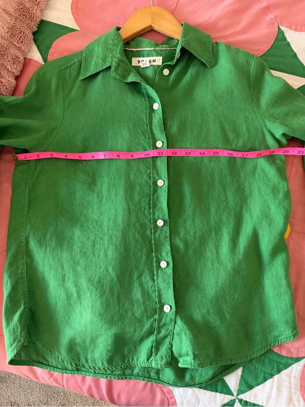 Boden Emerald Green Linen Button-Down Shirt - Picture 4 of 4
